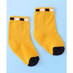 Cute Walk by Babyhug Cotton Blend Ankle Length Anti Bacterial Socks Stripes Design Pack of 3 - White & Yellow