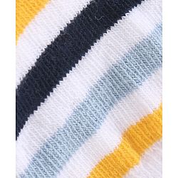 Cute Walk by Babyhug Cotton Blend Ankle Length Anti Bacterial Socks Stripes Design Pack of 3 - White & Yellow