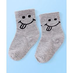 Cute Walk by Babyhug Cotton Knit Anti Bacterial Ankle Length Happy Face Design Socks Pack of 3 - Multicolour