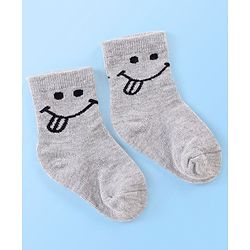 Cute Walk by Babyhug Cotton Knit Anti Bacterial Ankle Length Happy Face Design Socks Pack of 3 - Multicolour