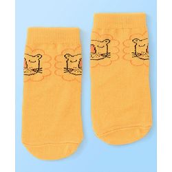 Cute Walk by Babyhug Cotton Blend Ankle Length Anti Bacterial Socks Animal Design Pack of 3 - White & Yellow