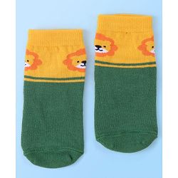 Cute Walk by Babyhug Cotton Blend Ankle Length Anti Bacterial Socks Animal Design Pack of 3 - White & Yellow