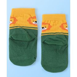 Cute Walk by Babyhug Cotton Blend Ankle Length Anti Bacterial Socks Animal Design Pack of 3 - White & Yellow