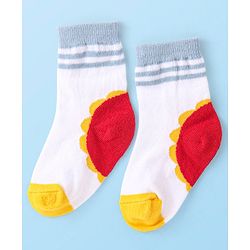 Cute Walk By Babyhug Non Terry Anti Bacterial Ankle Length Socks With Checks & Star Design Pack Of 3 - White & Blue