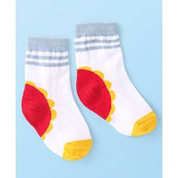 Cute Walk By Babyhug Non Terry Anti Bacterial Ankle Length Socks With Checks & Star Design Pack Of 3 - White & Blue
