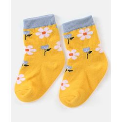 Cute Walk by Babyhug Cotton Knit Anti Bacterial Ankle Length Floral Design Socks Pack of 3 - Multicolour