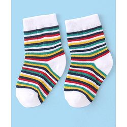 Cute Walk by Babyhug Cotton Blend Ankle Length Anti Bacterial Socks Dino Design Pack of 3 - White & Blue