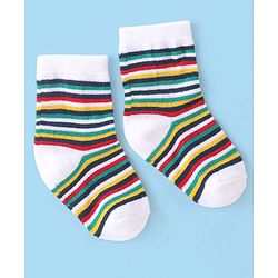 Cute Walk by Babyhug Cotton Blend Ankle Length Anti Bacterial Socks Dino Design Pack of 3 - White & Blue