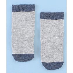Cute Walk by Babyhug Cotton Blend Ankle Length Anti Bacterial Socks Bunny Design Pack of 3 - Grey & Blue