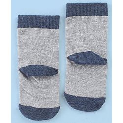 Cute Walk by Babyhug Cotton Blend Ankle Length Anti Bacterial Socks Bunny Design Pack of 3 - Grey & Blue