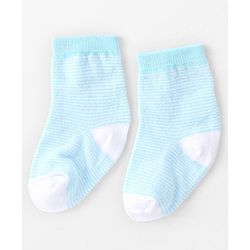 Cute Walk By Babyhug Non Terry Anti Bacterial Ankle Length Socks With Paws Design Pack Of 3 - White & Blue