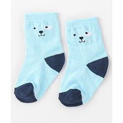 Cute Walk By Babyhug Non Terry Anti Bacterial Ankle Length Socks With Paws Design Pack Of 3 - White & Blue