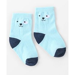 Cute Walk By Babyhug Non Terry Anti Bacterial Ankle Length Socks With Paws Design Pack Of 3 - White & Blue