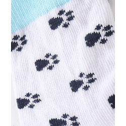 Cute Walk By Babyhug Non Terry Anti Bacterial Ankle Length Socks With Paws Design Pack Of 3 - White & Blue