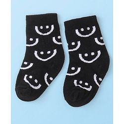 Cute Walk By Babyhug Non Terry Anti Bacterial Ankle Length Socks With Smile Design Pack Of 3 - White & Black