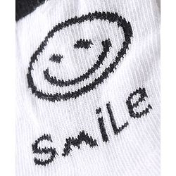 Cute Walk By Babyhug Non Terry Anti Bacterial Ankle Length Socks With Smile Design Pack Of 3 - White & Black