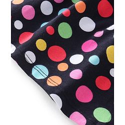 Babyhug 100% Cotton Knit Half Sleeves Frock Polka Print With Leggings - Navy Blue & Pink