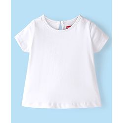 Babyhug Rayon Frock with Half Sleeves Inner Tee Floral Printed - Red & White