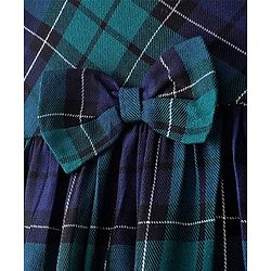 Babyhug Woven Yarn Dyed Half Sleeves Frock Checkered - Green & Blue