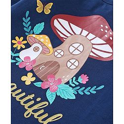 Babyhug Cotton Full Sleeves Tee With Butterfly Graphics & Frill Detailing - Navy Blue