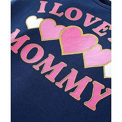 Babyhug Cotton Full Sleeves Tee With Text Graphics & Frill Detailing - Navy Blue