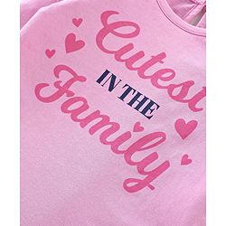 Babyhug Cotton Full Sleeves Tee With Frill Detailing & Text Graphics- Pink