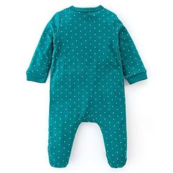 Babyhug Interlock Cotton Knit Full Sleeves Footed Sleepsuit with Butterfly Print - Blue