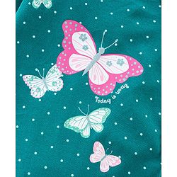 Babyhug Interlock Cotton Knit Full Sleeves Footed Sleepsuit with Butterfly Print - Blue