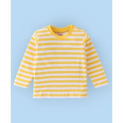 Babyhug Cotton Knit Full Striped & Numeric Printed T-Shirts Pack of 3 - Multicolour