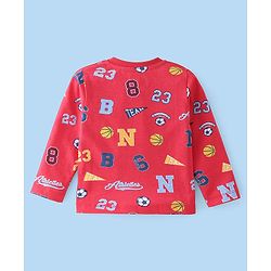 Babyhug Cotton Knit Full Striped & Numeric Printed T-Shirts Pack of 3 - Multicolour