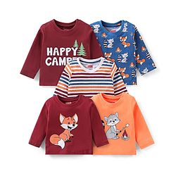 Babyhug Cotton Knit Full Sleeves T-Shirt with Koala Graphics Pack of 5 - Multicolour