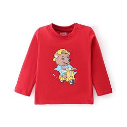 Babyhug Cotton Knti Full Sleeves T-Shirts Striped & Tiger Printed Pack of 5 - Blue Red & Yellow