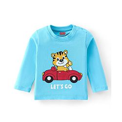 Babyhug Cotton Knti Full Sleeves T-Shirts Striped & Tiger Printed Pack of 5 - Blue Red & Yellow