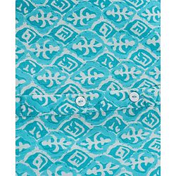 Babyhug 100% Cotton Knit Full Sleeves Printed Kurta & Dhoti Set - Aqua Blue & White