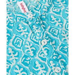Babyhug 100% Cotton Knit Full Sleeves Printed Kurta & Dhoti Set - Aqua Blue & White
