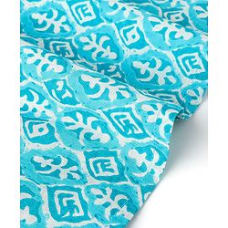 Babyhug 100% Cotton Knit Full Sleeves Printed Kurta & Dhoti Set - Aqua Blue & White