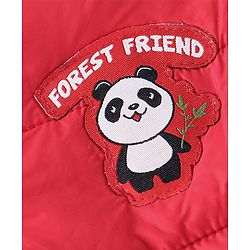 Babyhug Full Sleeves Solid Colour with Panda Patch Padded Hooded Jacket - Red