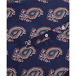 Babyhug 100% Cotton Knit Full Sleeves Ethnic Koyi Printed Kurta & Dhoti Set - Blue & Maroon