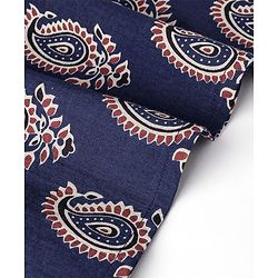 Babyhug 100% Cotton Knit Full Sleeves Ethnic Koyi Printed Kurta & Dhoti Set - Blue & Maroon
