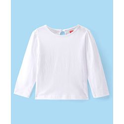 Babyhug 100% Cotton Cordrouy Embroidered Frock & Inner Tee With Floral Embroidery - White & Pink