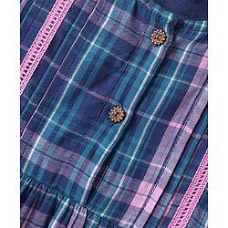 Babyhug Cotton Woven Full Sleeves Yard Dyed Checkered Frock - Blue