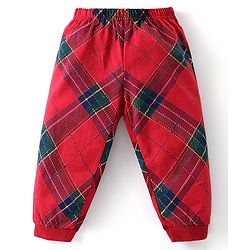 Babyhug Cotton Knit Full Sleeves Night Suit With Teddy Print - Green & Red