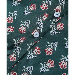 Babyhug Cotton Woven Full Sleeves Floral Printed Kurta with Dhoti Set - Green