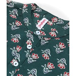 Babyhug Cotton Woven Full Sleeves Floral Printed Kurta with Dhoti Set - Green