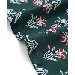 Babyhug Cotton Woven Full Sleeves Floral Printed Kurta with Dhoti Set - Green