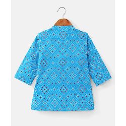 Babyhug Cotton Woven Full Sleeves Bandhani Printed Kurta with Dhoti Set - Blue