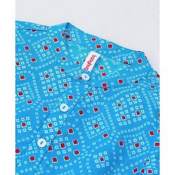Babyhug Cotton Woven Full Sleeves Bandhani Printed Kurta with Dhoti Set - Blue