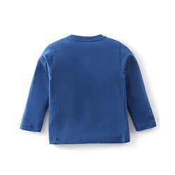 Babyhug Cotton Knit Full Sleeves Night Suit Stripes & Animal Print - Navy Blue & Grey