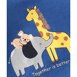 Babyhug Cotton Knit Full Sleeves Night Suit Stripes & Animal Print - Navy Blue & Grey