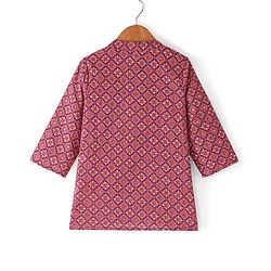 Babyhug 100% Cambric Full Sleeve Printed Kurta With Solid Dhoti Set - Magenta